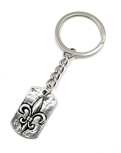 Onwomania Heraldische Lilie Symbol oval Schlüsselanhänger Metall Glücksbringer in Alu Geschenkbox, ideal zum Verschenken