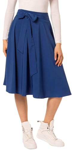 Retro vintage kjol – luftig lätt kjol med rosetter på sidorna för att knyta själv, bensin, 3XL