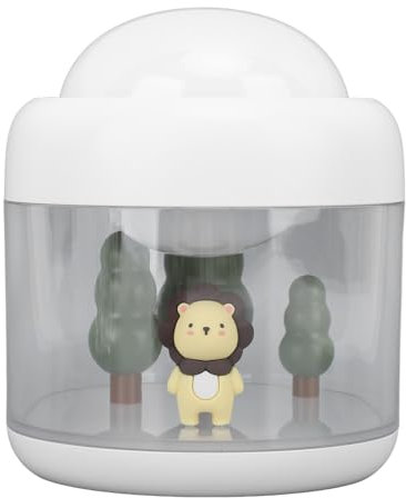 Humidificador de Niebla Fría para bebé, 500 Ml, Humidificador de Aire con Muñeco de León, Proyector de Luz Nocturna, Humidificador Pequeño Personal Portátil Recargable por USB