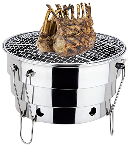 Barbecue portatile – Braciere pieghevole in acciaio inox, barbecue portatile a carbonella | per la cottura a carbonella per interni ed esterni, per campeggio, picnic e escursioni, 29 x 21 cm