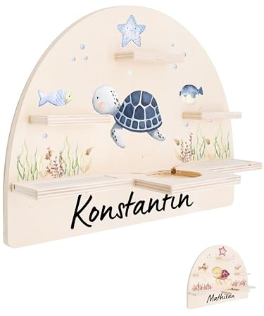 Bärenfreunde personalisiertes Tonie Regal für Kinderzimmer - Magnetisches Toniebox Regal für Toniebox1 & 2 Plus Figuren mit abgerundeten Ecken & Kanten (Schildkröte blau)