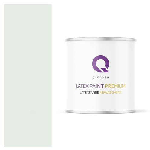 Q-COVER Latexfarbe Abwaschbar 2L (ca.14m2) Weiß-grün Farbton Innenfarbe Wandfarbe Deckenfarbe Klasse 2 Mattfarbe Für Allergiker Scheuerfest Geruchlos Frei Von Voc