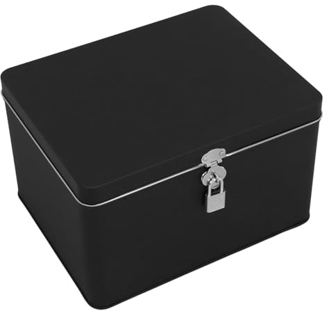 Ciieeo Vintage Locks Keys Tin Can Box Storage Decorative Iron Bread Box Lids Portable Metal Candy Tin for Home Office