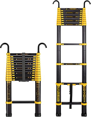DLNTXFDG Scala telescopica Estensibile con Gancio, Scala telescopica in Alluminio Alta 5 m/4 m/9,8 Piedi/2 m, Scale estensibili per casa, Camper, soppalco, Esterno, carico 150 kg (Dimension