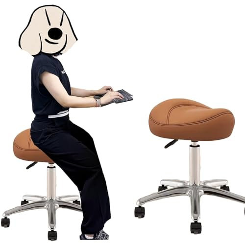 JAVPTAV Ergonomischer Bürostuhl, Sattelsitz, drehbarer Salon-Sattelhocker for Friseur, Dentalhygienikerin, Bar, Küche, verstellbare Haltung, Sattelstuhl