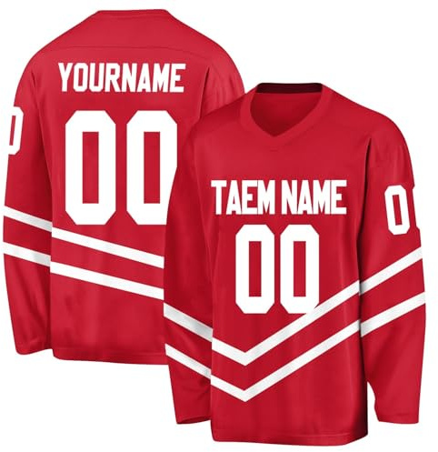 Custom Ice Hockey Jersey for Mens Boys Customizable Personalized Ice Hockey Gifts Ice Hockey Practice Shirts Red