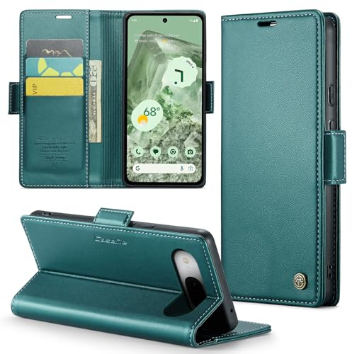 Rerzoiro Funda para Google Pixel 8A, Funda de Cierre Magnético, Cartera de Cuero PU con [Bloqueo RFID], Soporte, Ranura para Tarjetas, Carcasa de Libro, Case para Google Pixel 8A, Turquesa