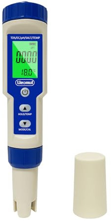 Ueomul pH Messgerät 5 IN 1, pH TDS EC Salzgehalt Temperatur Tester, multiparameter Pool pH SALT Tester, Digital 0,01 hochpräzises Wasser pH Meter mit automatische temperaturkompensation