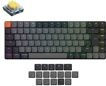 Keychron K3 QMK Version 3 Ultraflache Mechanische Tastatur - DE-ISO 75% Compact Layout Aluminiumrahmen, Bluetooth/Kabel RGB-Beleuchtung Hot-Swap & Low-Profile Bananen Switches für Mac/Windows/Linux