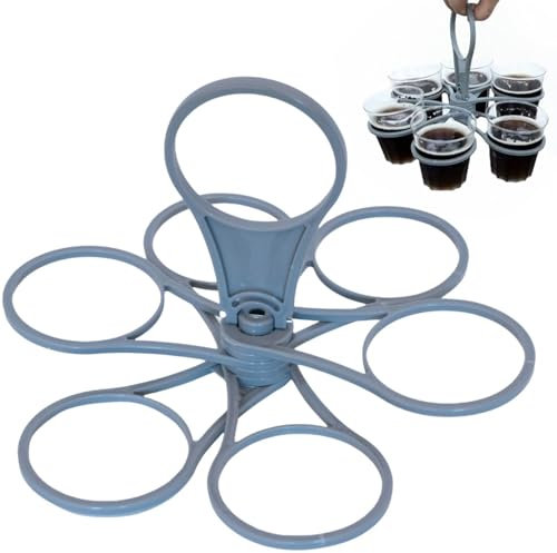 6Cups Portable & Foldable Cup Carrier Holder with Handle,Portable Drink Carrier,Water Bottle Carrier,Reusable Pocket Size Cup Carrier,Foldable Plastic Beverage Holder,Bottle Holder,Foldable Cup Holder