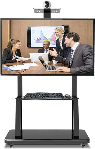 SQMGFA Black Mobile TV Floor Stand/Cart, Universal TV Display Stand Wheels AV Camera Shelf, Load 120kg-1PC