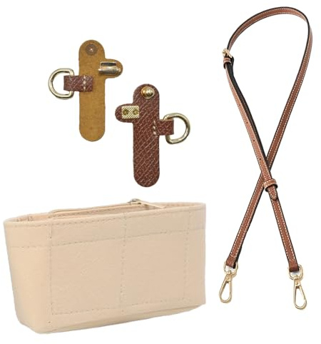 VPB Shoulder Strap and Organiser für Longchamp Mini Tasche Damen,No-Punch längenverstellbarer Ersatzriemen,Mini-Taschen-Organizer aus Filz mit Mehreren Taschen （1.2CM）