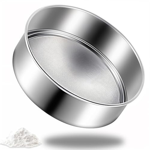 Flour Sifter for Baking, Stainless Steel Round Flour Sieve, Fine Mesh Flouring Sieve Strainers for Cake Bread(6Inch)