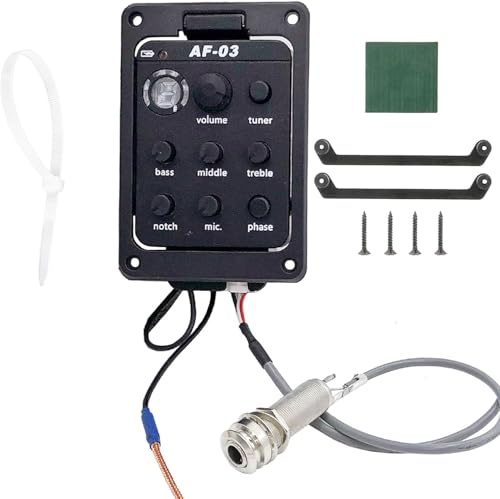 TUOREN Akustikgitarre Preamp Pickup EQ Tuner, 301 Mic Mode Kunststoff Gitarre Preamp Equalizer Piezo Pickup Beat Tuner