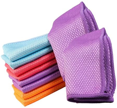 LLINthy Washable Microfiber Cleaning Fabric 10Pcs Fish Scales Cleaning Cloth For Sparkling Cleans Environment