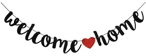 1 Pack Herzlich Willkommen Girlande Banner,Willkommen Zuhause Girlande Welcome Home Banner Deko Herzlich Willkommen Baby Partybanner Home Decor für Freund Verwandte Familie Party Einzug Dekoration