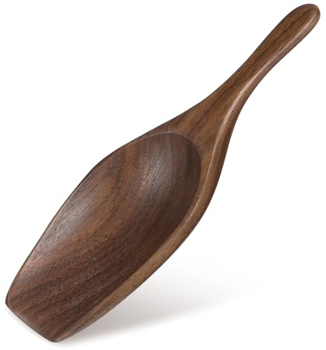 Warmhm Wooden Grain Coffee Bean Scoop Small Walnut Wood Rice Spoon Practical Tea Leaf Scoop for Kitchen Cooking and Home Use