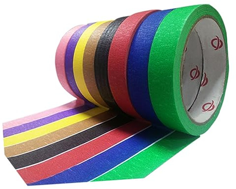 Didiseaon 6pcs Masking Tape Textured Paper Tape for Spray Masking Strong Sticky Wrinkle Paper for Parties Supplies and Craft Projects Random Color