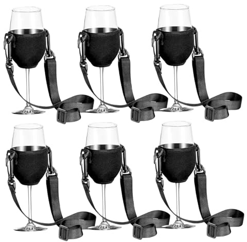 NASSMOSSE Wine Glass Holder Necklace for Hanging 6Pcs Large Adjustable Portable Wine Glass Holder Lanyard for Wedding, Birthday, Party