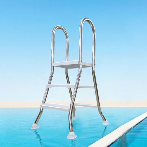 BOTOWI Heavy Duty Above Ground Pool Ladder, 2-Step Stainless Steel Frame Swimming Ladder for 33 Pool Wall Heights, Double-Sided Anti-Slip Entry & Exit Ladder with Rotating Foot Pads,85cm