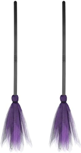 FUNNETOYU 2 piezas Escoba Bruja de Morada para Accesorio Cosplay Halloween Decoración Fiesta Temática Resistente y Estable para Disfraz