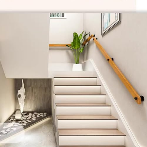 Modern inomhustrappa – 35 m trä väggmonterad räcke kit för trappor däck och loft, säker trappräcke och balustrad, snyggt handgrepp för heminredning
