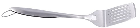 Nikou Espátula de acero inoxidable, espátula ranurada con mango largo, utensilio de cocina portátil para cocina, plateado, ideal para voltear y servir