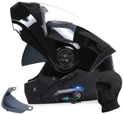 Uueybsg Casque Moto Modulable Bluetooth Homologué ECE Flip Up Casque Moto avec Double Visière Anti-Collision Casque Moto Integral avec Microphone Casque Scooter pour Adultes Homme et Femme