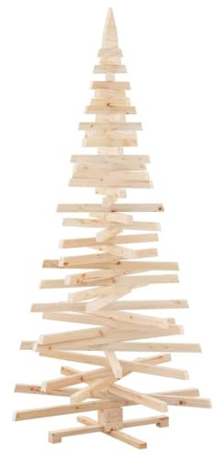 vidaXL Árboles de Navidad Natural 210 cm Madera Maciza de Pino, Sala Moderna, Árbol de Navidad Falso, Decoración Festiva, Ramas Ajustables, Madera de Pino Minimalista