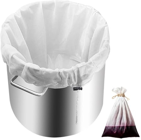 ZenithQuest Reusable Brew Bags 46x40cm, 50 Micron Fine Mesh Polyester Straining Bag with Drawstring Closure, Food-Safe Filter Bags for Home Brewing Beer Wine Jam Nut Milk & Cooking