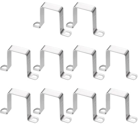 sourcing map Lot de 10 colliers de serrage carrés 40 x 60 mm en acier inoxydable 304 avec boucle de tube carré en forme de U pour câble de tuyau, argenté
