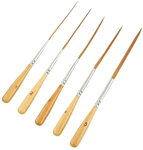 GREATRICH Extra Langer Linierpinsel, 5 Set Künstlerpinsel, Künstlerbedarf Kunstbedarf mit Acryl Feine Pinsel für Acrylfarben, Art Supplies für Präzisionsarbeiten und Details, Aquarellpinsel Pinselset