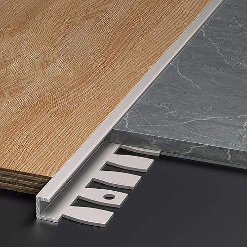 Coayuou Profile Alu Carrelage en C Flexible Moulure 100cm* 3 Pièces Profil Finition Plan De Travail Sécurisez Vos Escaliers avec Facilité, Installation Simple Et Durable(Option 3,8.3mm)