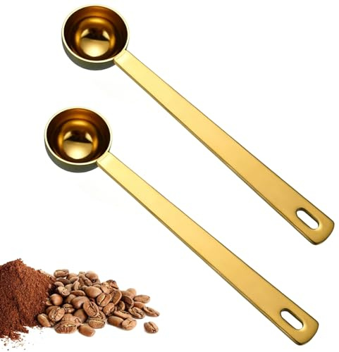 Cuillère Doseuse de 5 ml en Acier Inoxydable Doré,2 PCS Cuillère à Mesurer Acier Inoxydable Cuillères Pour Thé En Vrac Cuillère Doseuse Café pour Café Poudre de Protéine Lait en Poudre thé en Vrac Suc