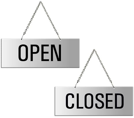 Cartel para colgar Open - Closed | Placa Aluminio 175x65 mm | No.31201-E
