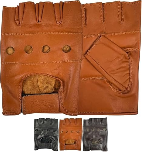 Prime Fingerlose Handschuhe echtes Leder weiche Qualität Krafttraining Radfahren Rollstuhl Bodybuilding Gewichtheben Fitness M braun