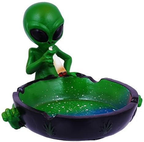 Fantasy Gifts, Ornament, Alien Smoking Ashtray, Home Décor, Multicolor, 4 inches