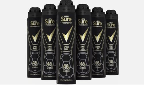 Sure Sport Cool Set med 6 deodoranter 48 timmar mot svett och lukt, 250 ml MotionSense-teknik, 250 ml