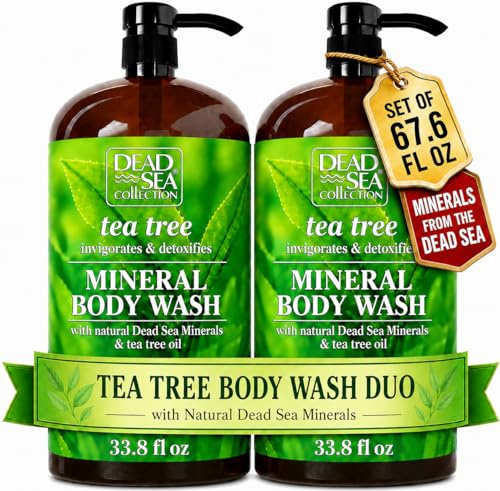 Dead Sea Collection Gel douche pour homme et femme - Gel douche aux minéraux purs de la mer Morte et à l'huile d'arbre à thé - Nettoie et hydrate la peau - Lot de 2 (1000 ml chacun)