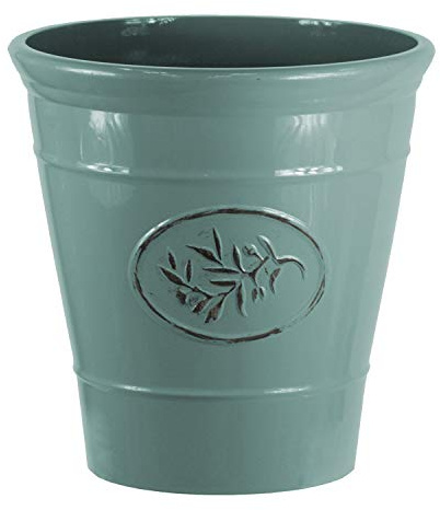 Country Style Gloss Plastic Planter - Green, Single Pot - 40cm (H) x 40cm (Dia) - Suitable for Indoor or Outdoor Use.
