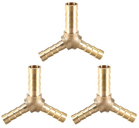 sourcing map Tee Brass Barb Fitting Reducer Y Shape 3 Way Fit Hose ID 8x6x6mm 3pcs