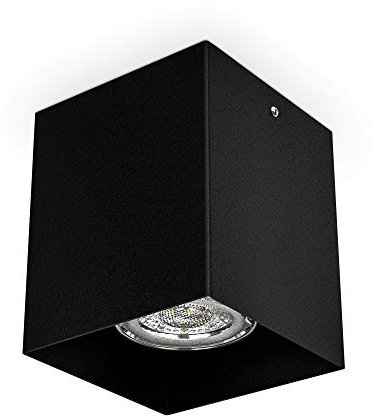 B.K.Licht - Aufbauspot GU10 Fassung, max. 50 Watt, eckig, Deckenlampe, Deckenstrahler, Spot, Aufbauleuchte, Aufputzleuchte, Deckenspot, Spotlight, Deckenbeleuchtung, Aufbaulampe, 8x8x9,5 cm, Schwarz