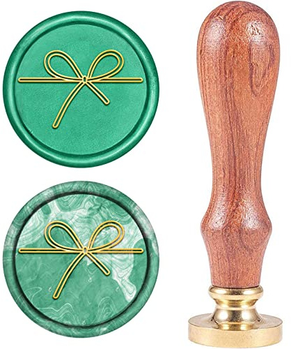 craspire Wachs-Siegel-Stempel, Jahrgang Wachssiegelstempel Schleife Retro Holzstempel Abnehmbar Messingkopf 25 mm Für Hochzeit Umschläge Einladungen Verschönerung