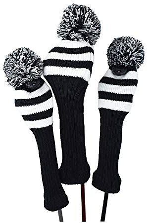 Hauni Knit Golf Club Head Covers 3 Pcs Set Driver and Fairway HeadCovers Fits 460cc Drivers and Hybrid(UT)，Protective Golf Club Accessories for Men Women Golfer