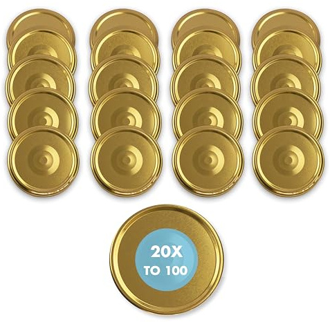 Flaschenbauer - 20 Stück Twist-Off Deckel TO 100 Gold - Ersatzdeckel für Einmachgläser, Marmeladengläser & Vorratsgläser - Schraubdeckel zum Einkochen, Konservieren & Aufbewahren - Made in Germany