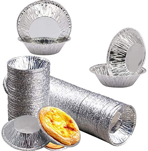Molde de tarta de huevo - WENTS 200PCS Tarta de huevo Lata Cupcake Tarta redonda antiadherente Pan Pudín Tartaleta Molde Muffin Tazas para hornear Desechables Tazas de Papel de Aluminio