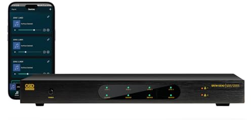OSD Audio SRT4 GEN2 App Control 4 Zone Media Streamer, iOS or Android App, Airplay Compatible, 12V Trigger