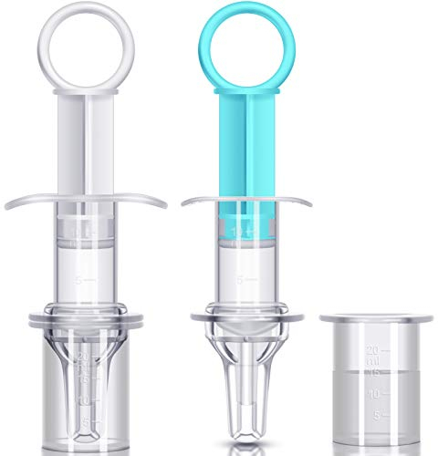 2 Pièces Seringue d'Alimentation Bébé Distributeur de Liquide Bébé avec Tête de Sucette Convient aux Bébés Nouveau-Nés (Blanc et Bleu)