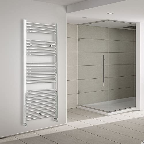 Kibath Sèche-serviettes radiateur à intégrer dans le circuit d'eau chaude, tubes en acier avec finition chromée brillante 1 500 x 500 cm. Convient pour réseau de chauffage standard
