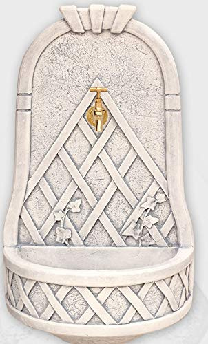 Fuente Aguamaní Modelo Otoño 40x24x71cm. para jardín|Hormigón Piedra |Incluye Grifo|Fuente Decorativa para Exterior| Peso: 23Kg| Color: Gris